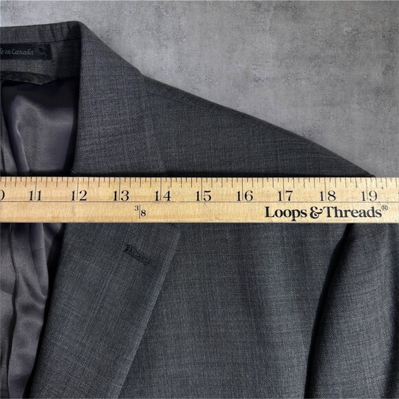 $395 RALPH LAUREN Mens Blazer 44S WOOL Gray Sport Coat Two Button Suit Jacket - Picture 8 of 15